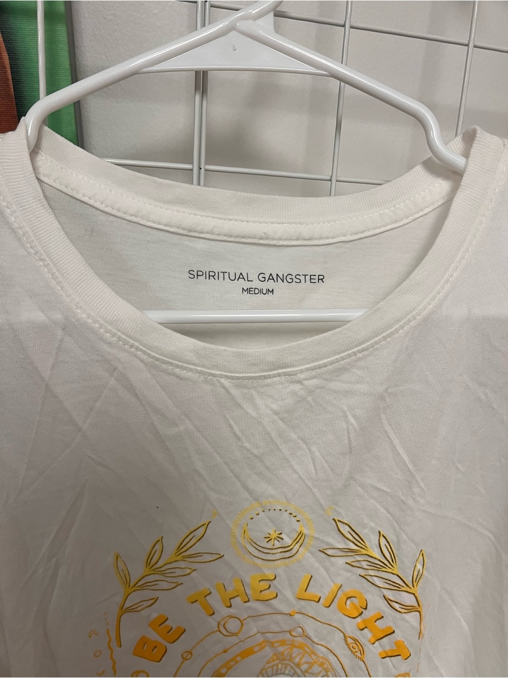 Spiritual Gangster White Muscle Tank with Yellow & Blue Graphic - Picture 4 of 7